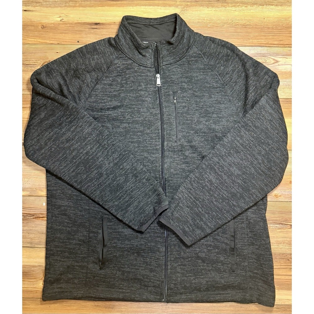Swiss Tech Mens XL Gray Windbreaker Jacket Fleece Lined Zip Up Outdoor Hiking